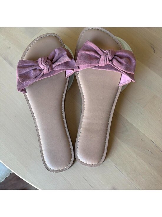 Time and Tru Shoes - Pink Bow Slides